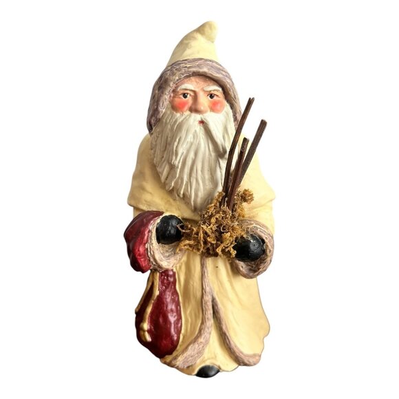 Vintage 1989 Old World Santa Resin Figurine 8" Tall With Toy Bag and Sticks - Picture 1 of 7